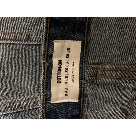 Cotton On Womens 5 Pocket Frayed Hem Distressed A Line Denim Mini Skirt Size 4 - Picture 3 of 5